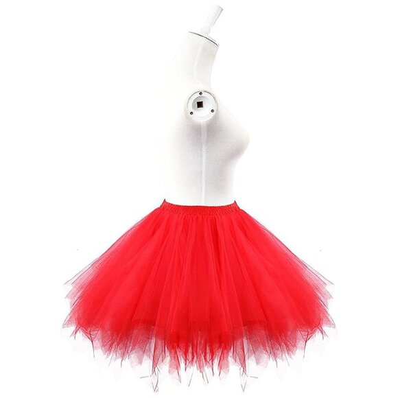 Women's Short Vintage Ballet Skirt Red - Picture 2 of 5